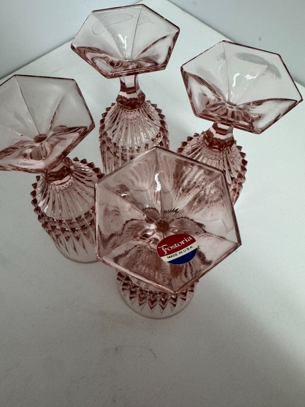 Fostoria Heritage Pink Water Goblets Set of 4 Made in USA - Picture 4 of 5